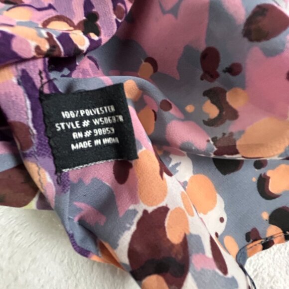 W118 By Walter Baker Womens Abstract Print Sheer Button-Down Shirt Medium Purple - Picture 7 of 8